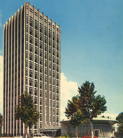 The IARC tower and auditorium, 150 cours Albert Thomas, Lyon, 1972–2022